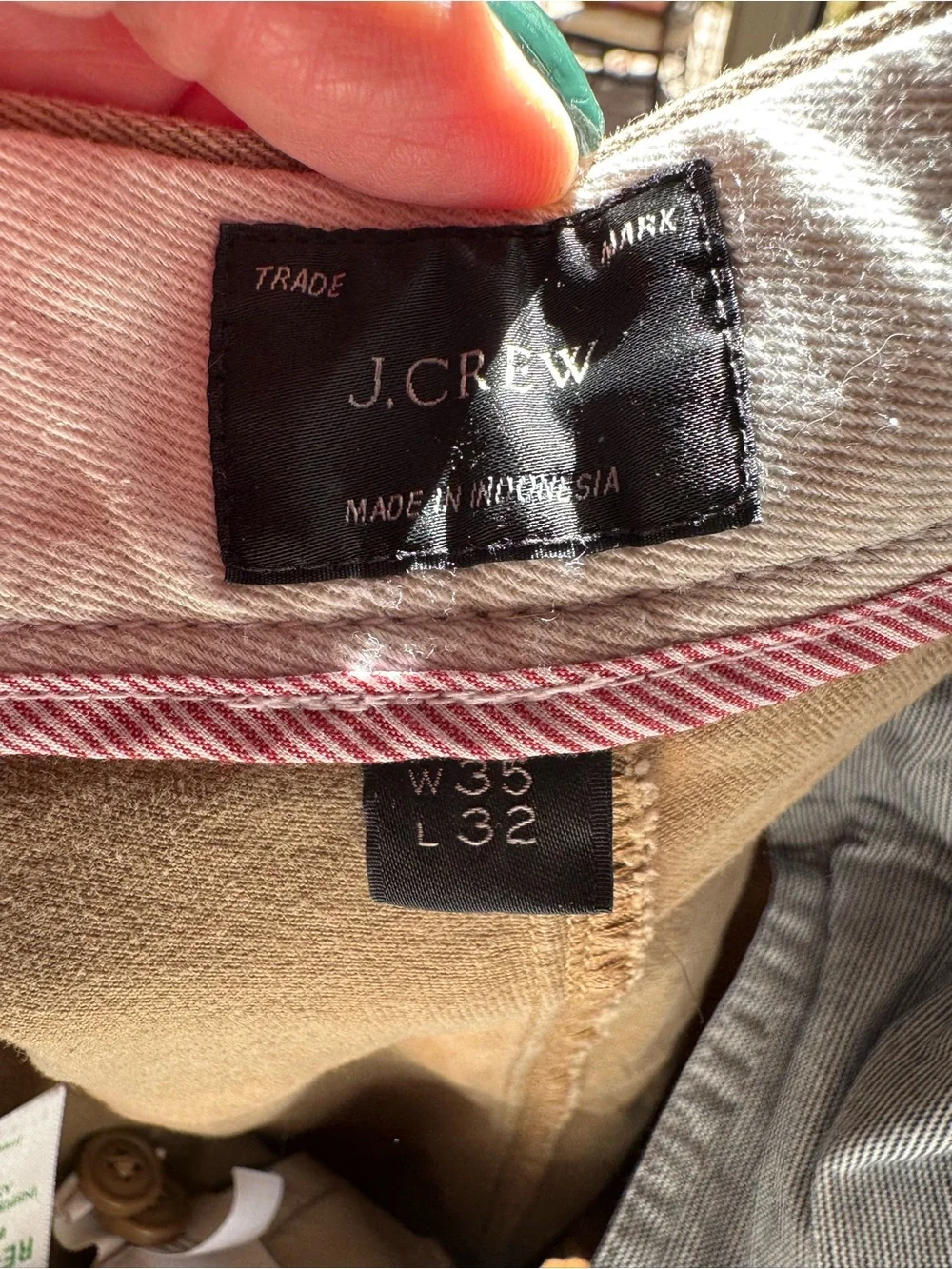 J. Crew Olive/Taupe Slim Straight Chinos SZ 35/32 GUC